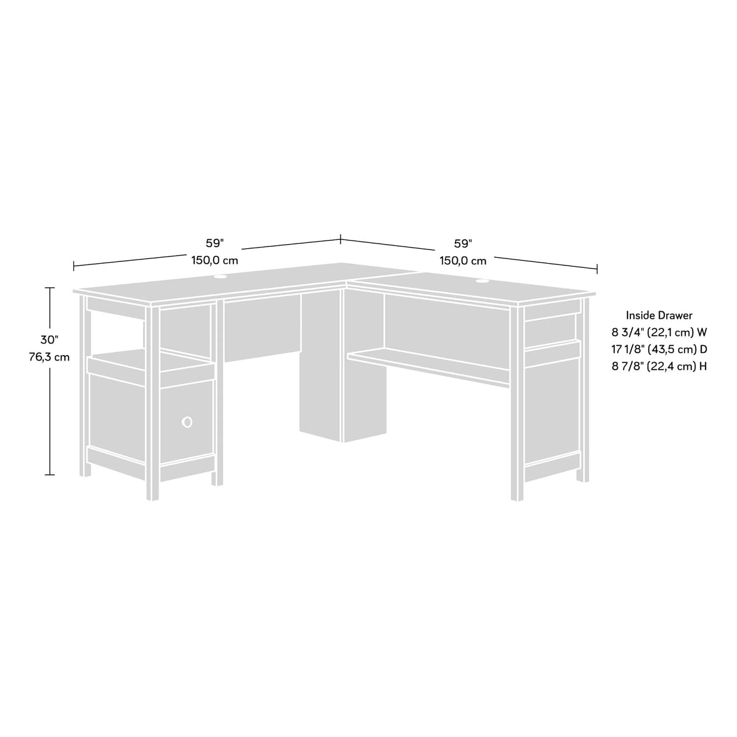 Cannery Bridge L Desk Sindoori Mango - Sauder: Mid-Century Modern Office Furniture with File Storage