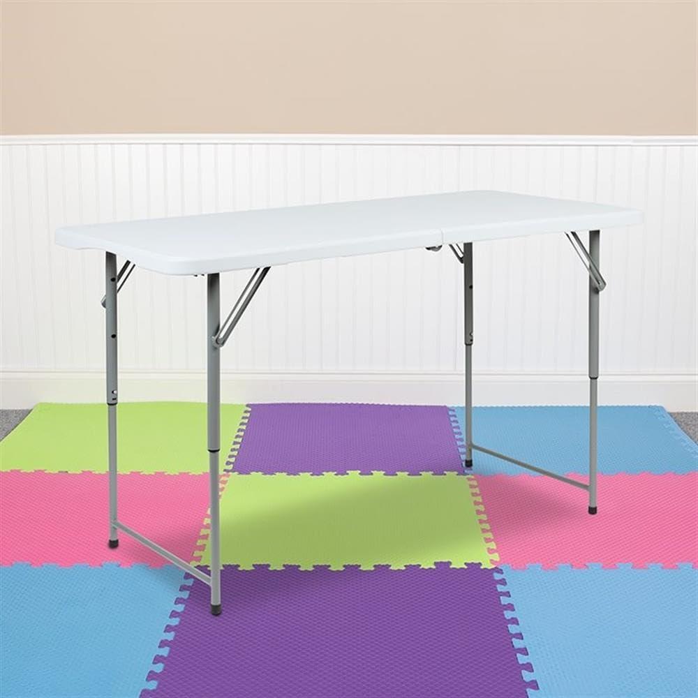 Parker Height Adjustable Bi-Fold Plastic Folding Table with Carrying Handle