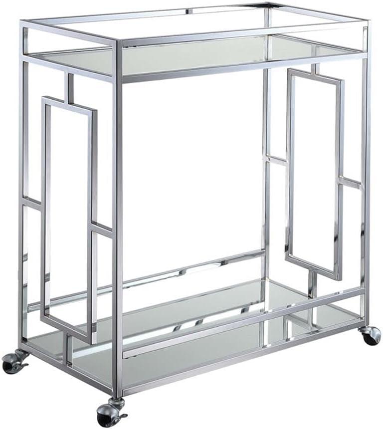 Convenience Concepts Town Square Carrito de Bar de 2 Niveles, Vidrio/espejo/cromo