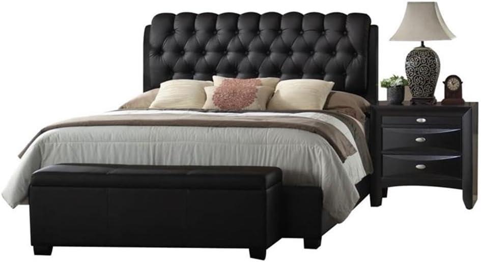 Acme Ireland II Eastern King Bed in Black PU, Multiple Sizes