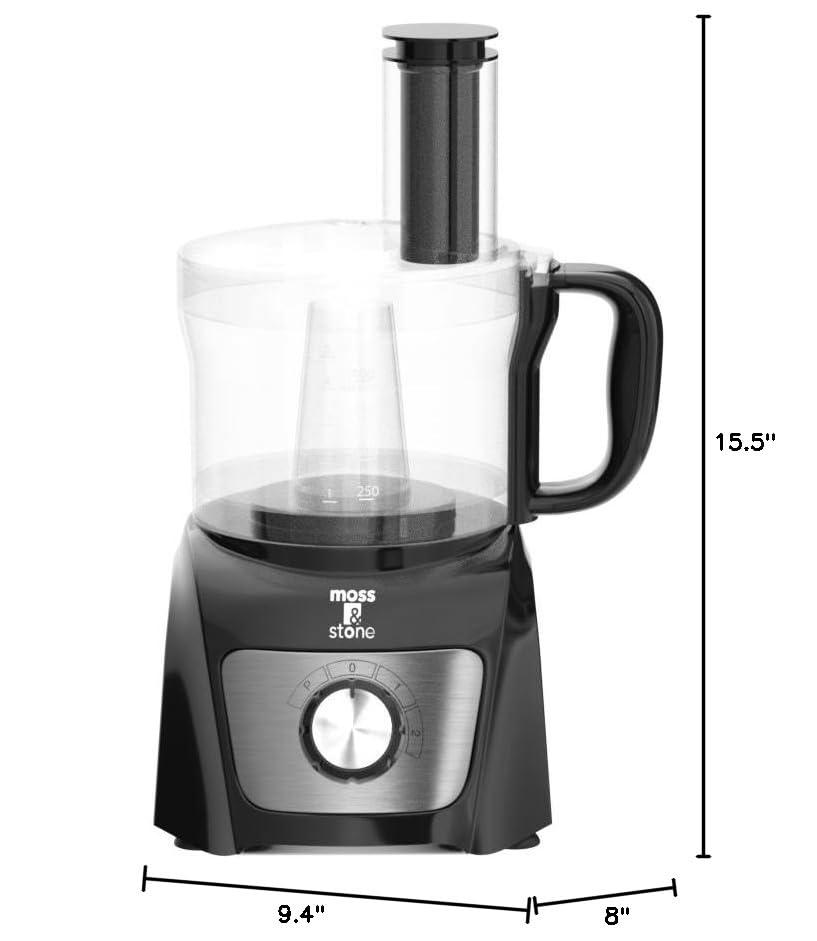 Moss & Stone 8-Cup Black Food Processor, Electric Chopper & Grinder, 500W