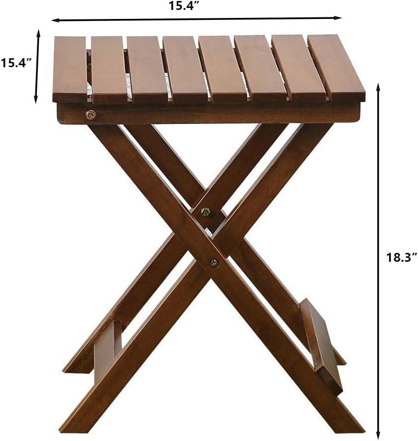 BpulsZ Adirondack Portable Wooden Folding Side Table, Brown