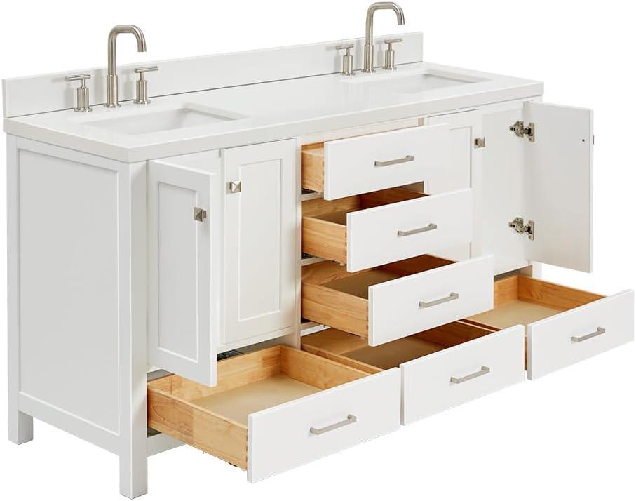 Ariel A067dwqrvo Cambridge 67" Free Standing Double Rectangular Basin Vanity Set - White