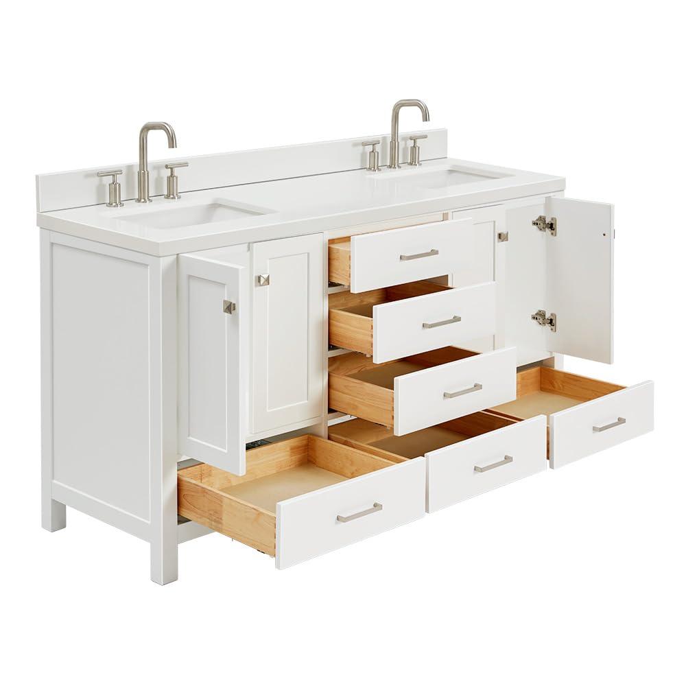 Ariel A067dwqrvo Cambridge 67" Free Standing Double Rectangular Basin Vanity Set - White