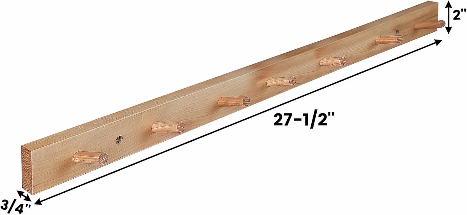 Natural Hickory Vertical Coat Rack with 7 Hooks