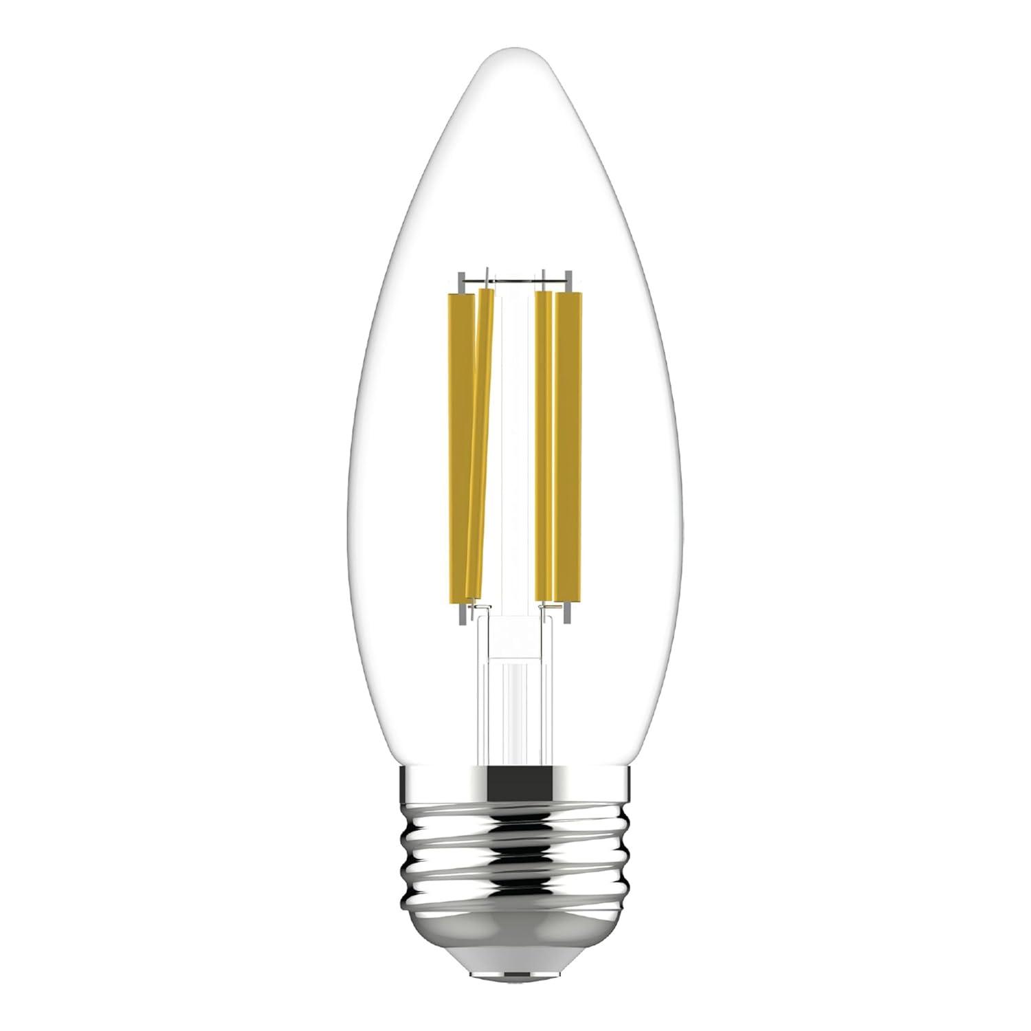 GE Ultra Bright LED Light Bulbs, 100W, Soft White Candle Lights, Clear Decorative B12 Light Bulbs (3 Pack)