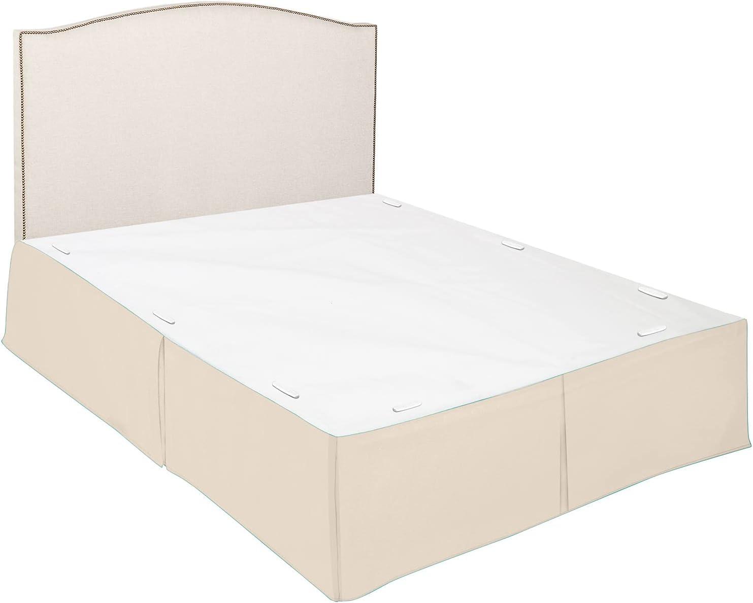 Clara Clark Pleated Bed Skirt - 14 inch Tailored Drop Luxury Double Brushed Microfiber Dust Ruffle - Includes 8 Pins, Twin Size, Cream