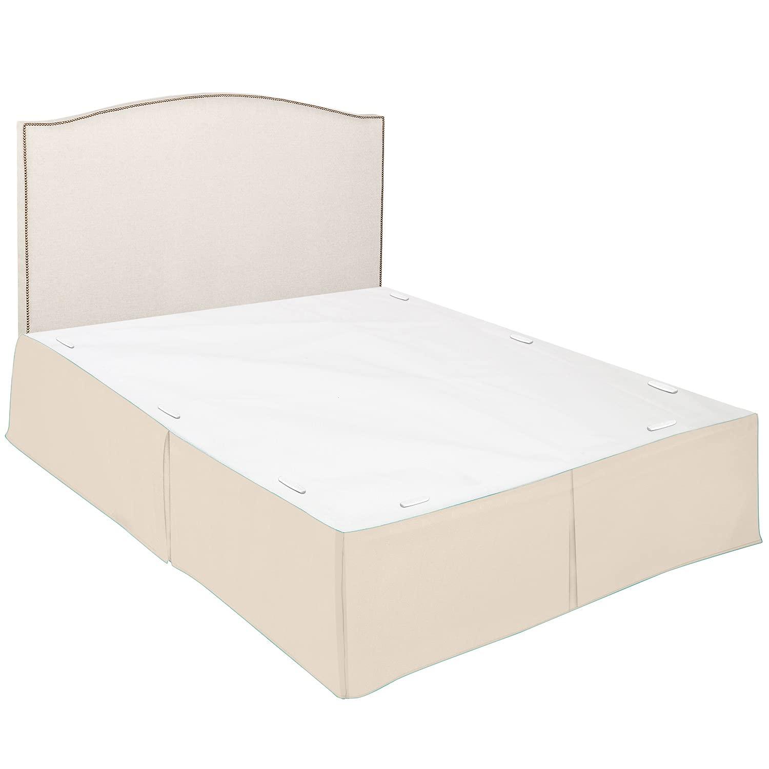 Clara Clark Pleated Bed Skirt - 14 inch Tailored Drop Luxury Double Brushed Microfiber Dust Ruffle - Includes 8 Pins, Twin Size, Cream