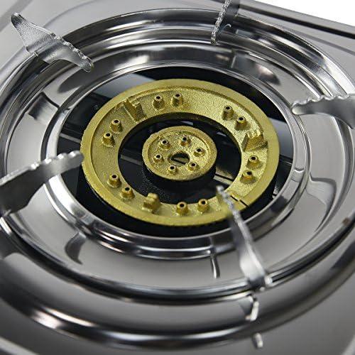 XtremepowerUS 2 Burner Propane Stove With Stand, Portable Stainless Steel Auto Ignition Gas Cooktop, Included Gas Pressure Regulator, Suitable For Backyard Patio Cooking Home Brewing, Canning