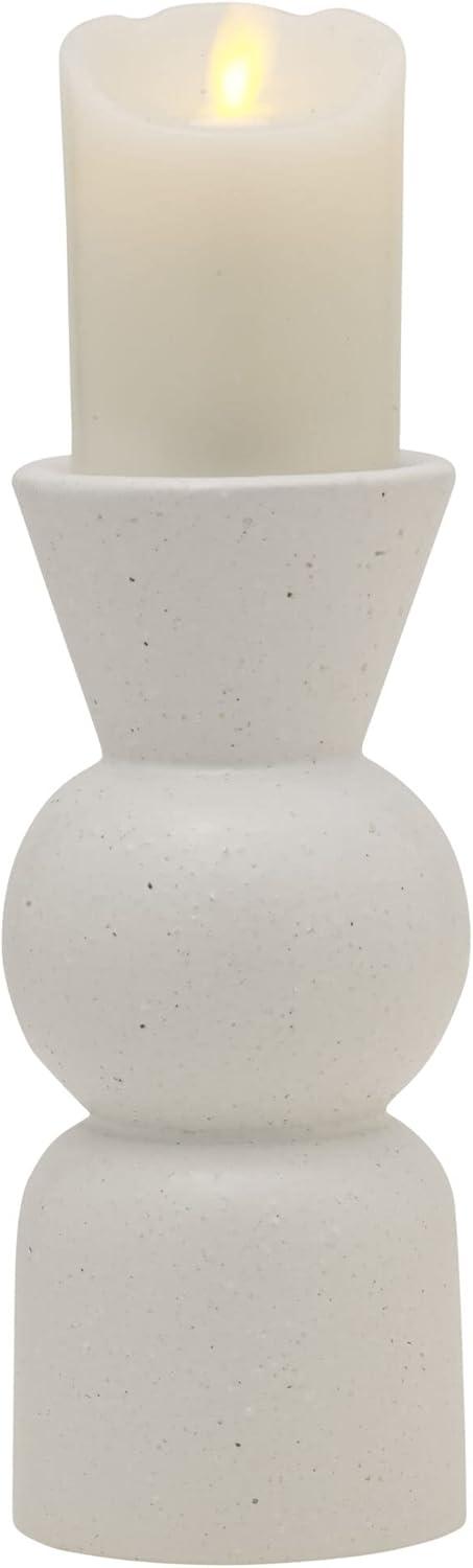 Elements 9 Inch Ceramic White Mid Ball Candle Holder