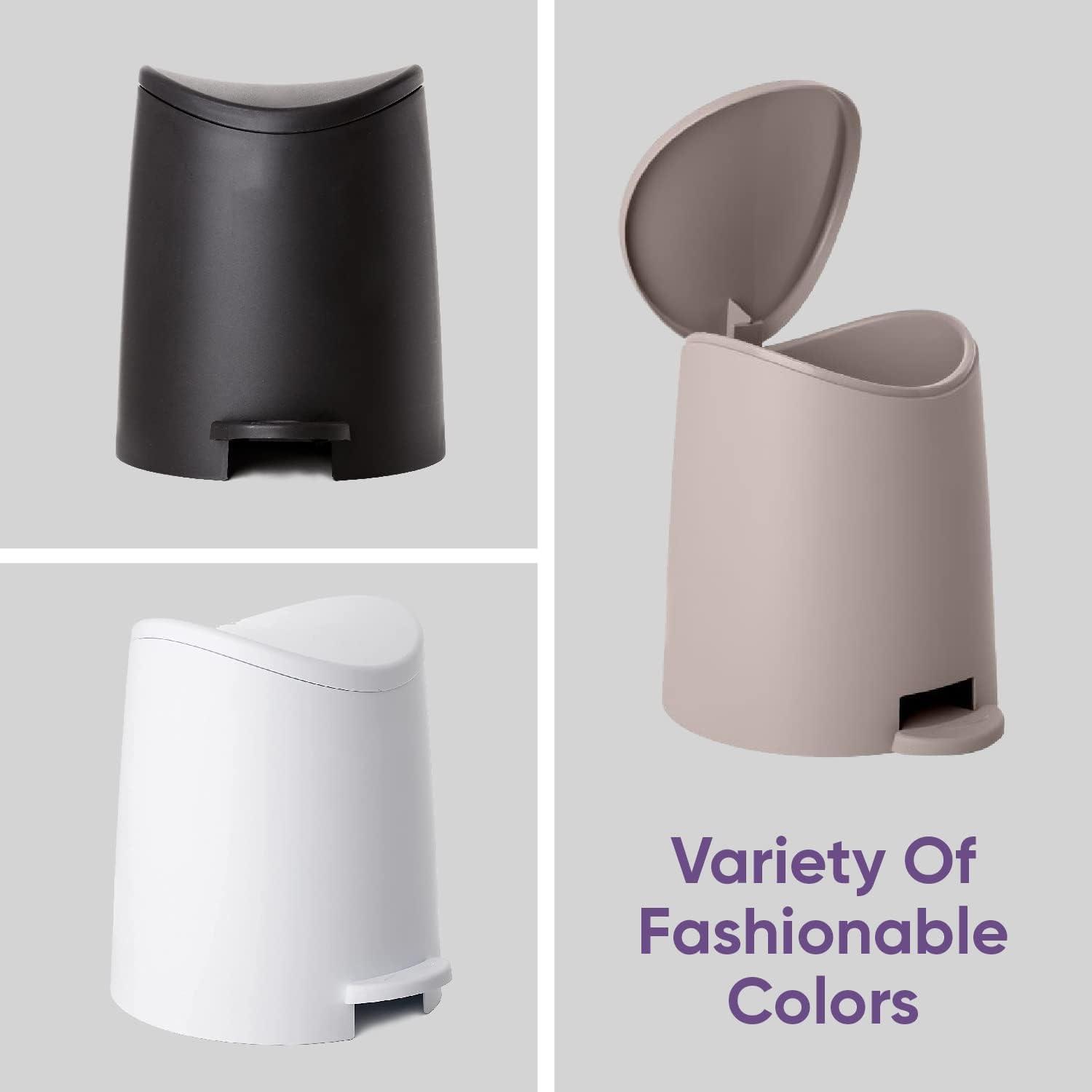 Gray Plastic Mini Bathroom Trash Can with Pedal