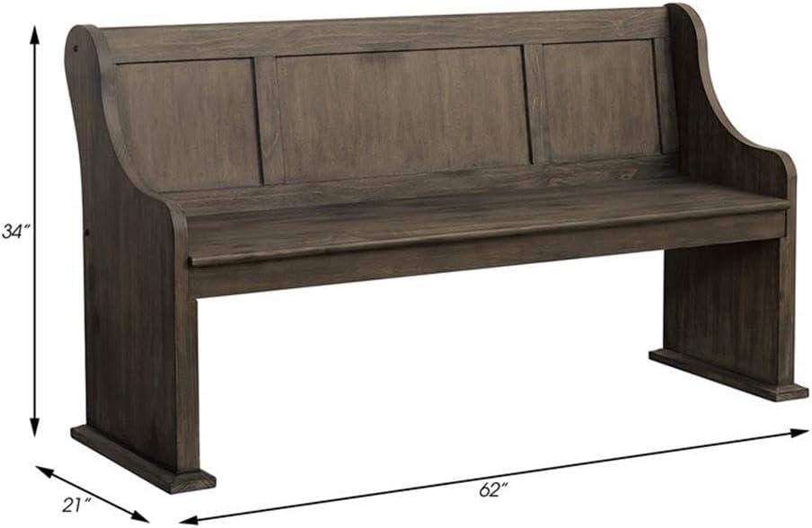 Lexicon Toulon Wood Dining Bench in Wire Brushed Dark Brown