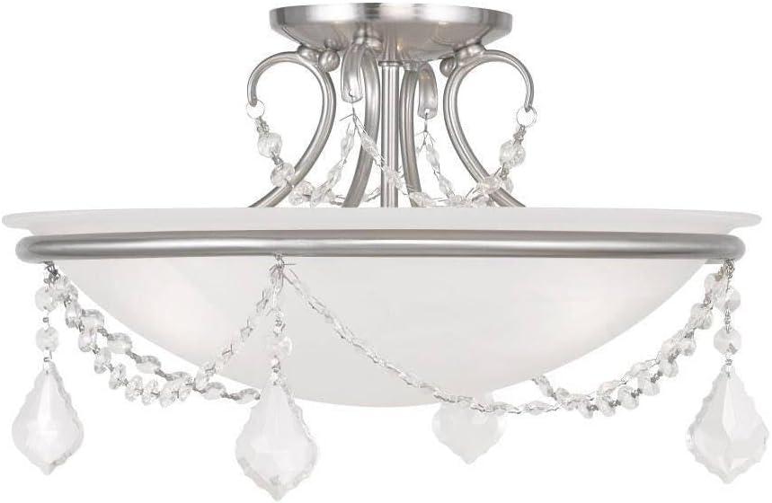 Elegant Weathers 3-Light Brushed Nickel Bowl Semi-Flush Mount