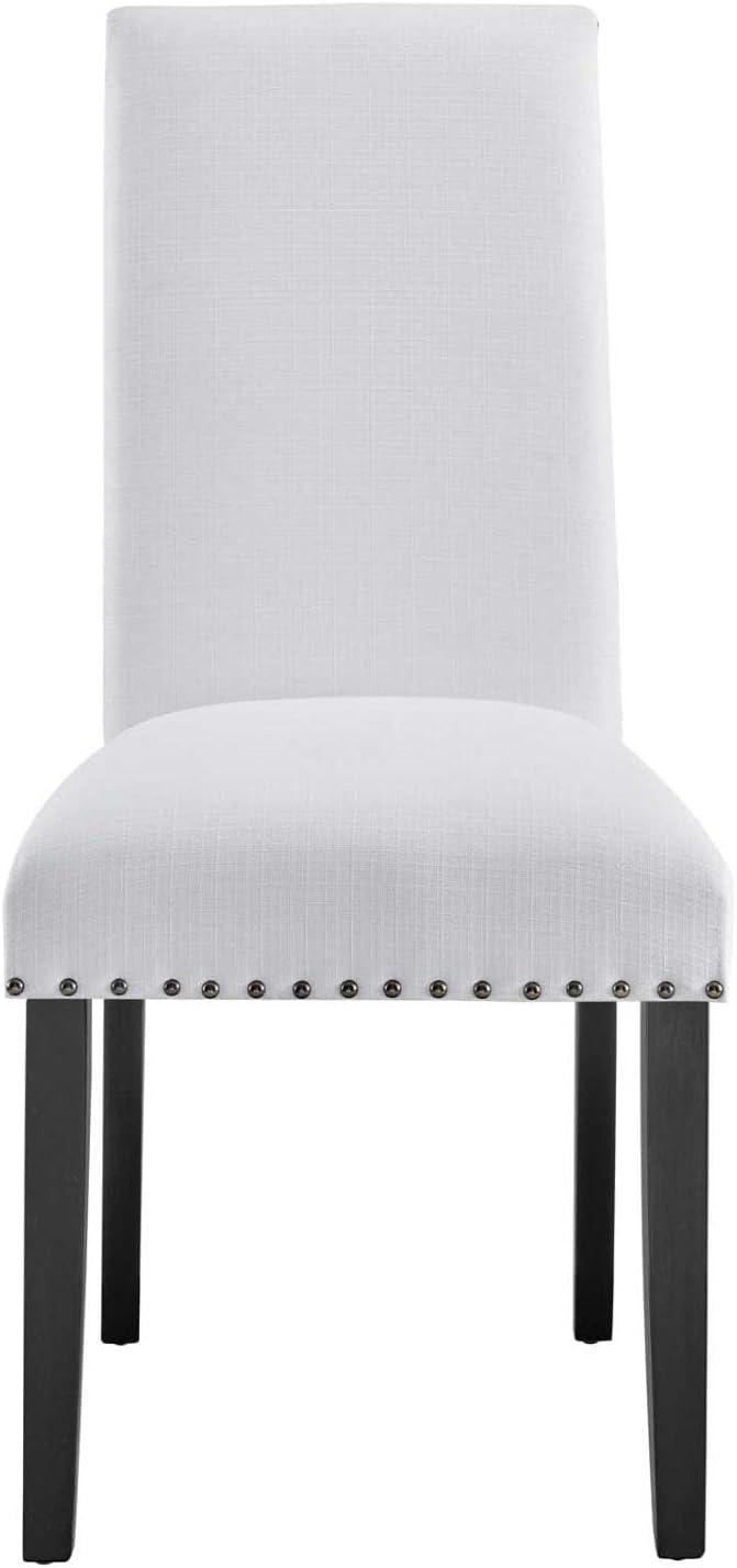 Modway Parcel Wood and Upholstered Fabric Dining Side Chair in White