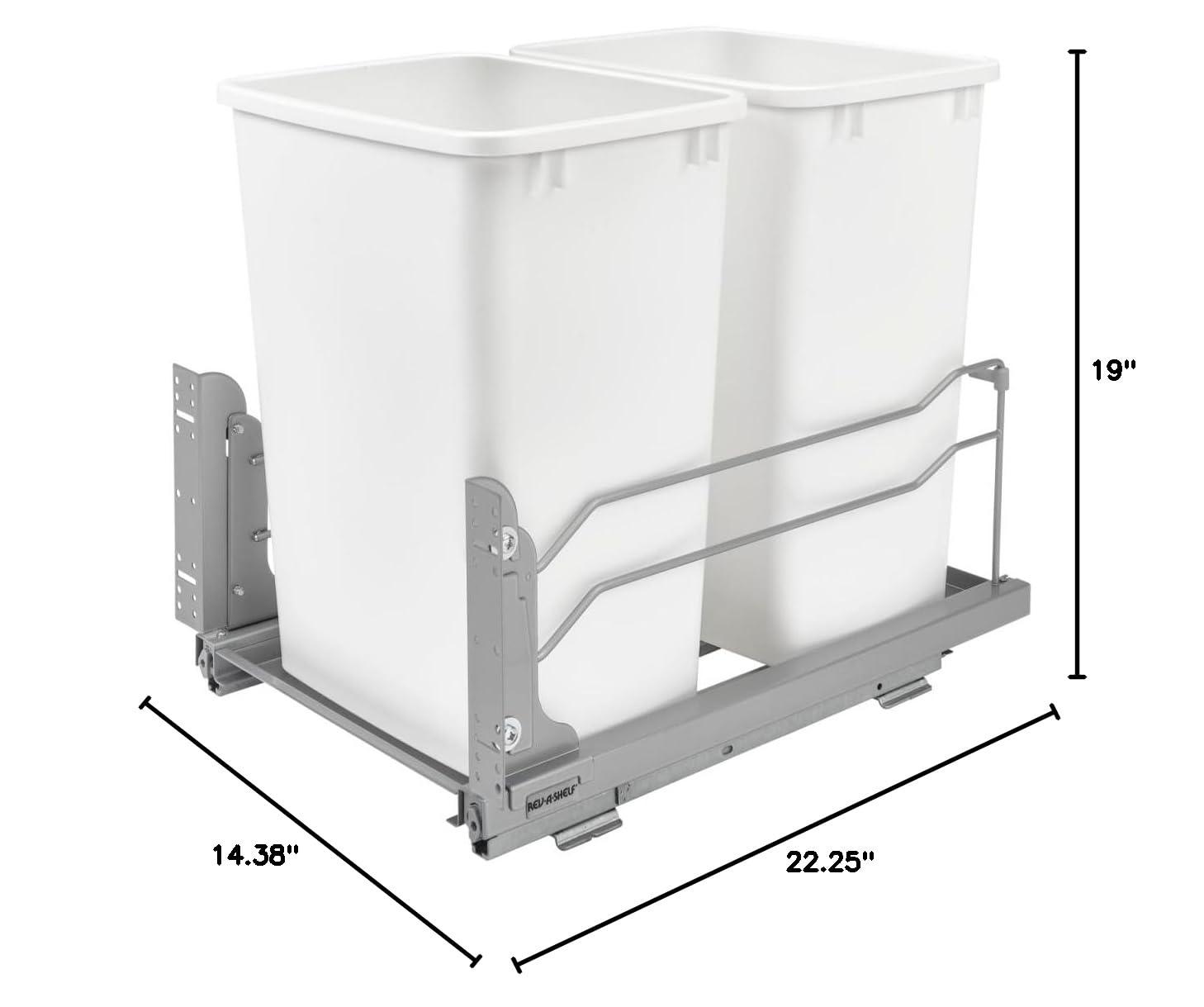 Rev-A-Shelf Double Pull Out Trash Can 35 Qt with Soft-Close