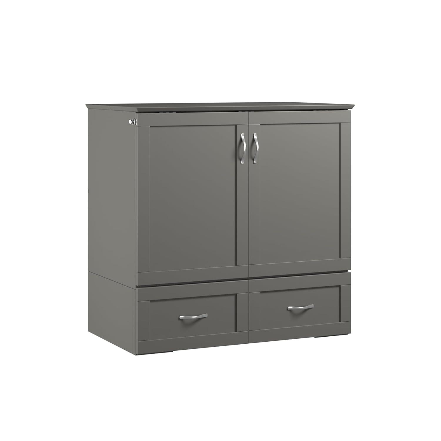 AFI Hamilton Twin XL Solid Wood Murphy Bed Chest with Built-In Charger in Gray