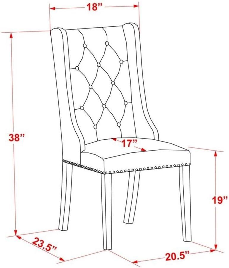 East West Furniture V-Style 9-piece Wood Dining Set with Leather Chairs in White