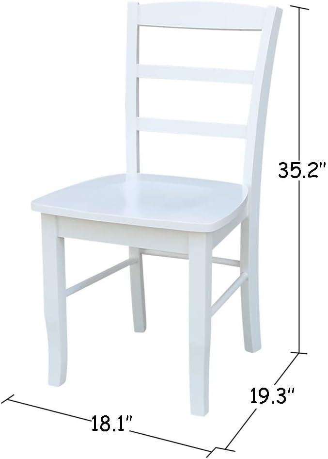 3pc Dining Table with 2 Ladderback Chairs White/Natural – International Concepts: Solid Wood, Square, Non-Extension