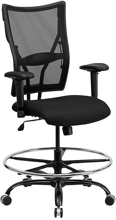 Flash Furniture Hercules Big & Tall 400 lb. Rated Mesh Ergonomic Drafting Chair w/ Adjustable Arms