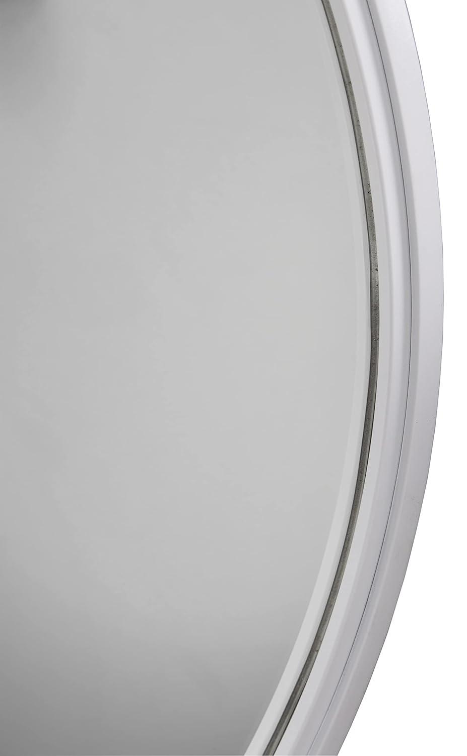 32" White Round Contemporary Metal Wall Mirror