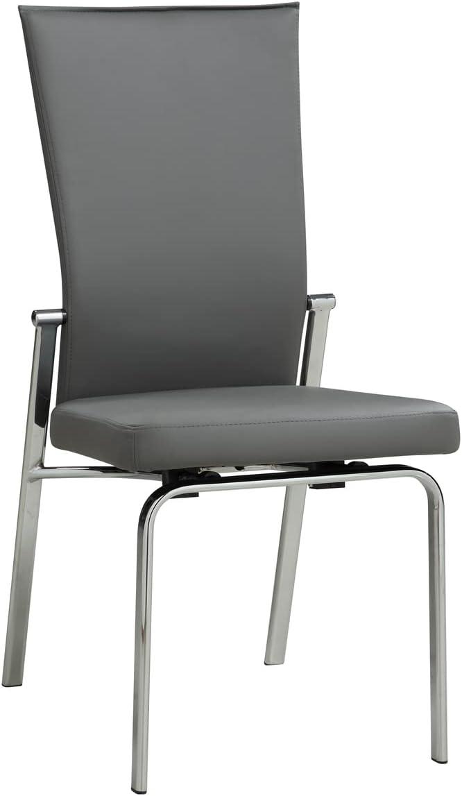 Gray Faux Leather Motion Back Side Chair with Chrome Legs, Set of 2