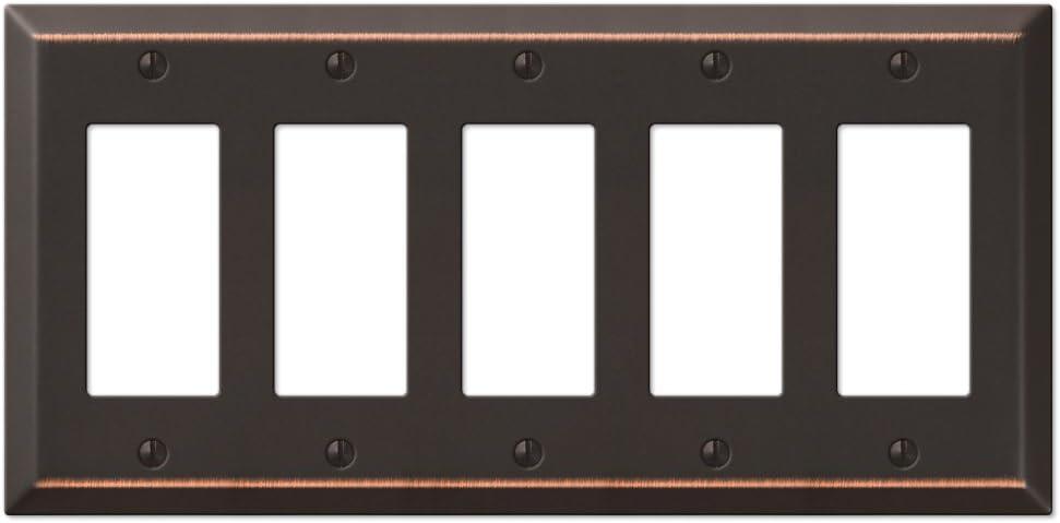 Amerelle 163R5DB Century Wallplate, 5 Rocker, Steel, Aged Bronze, 1-Pack