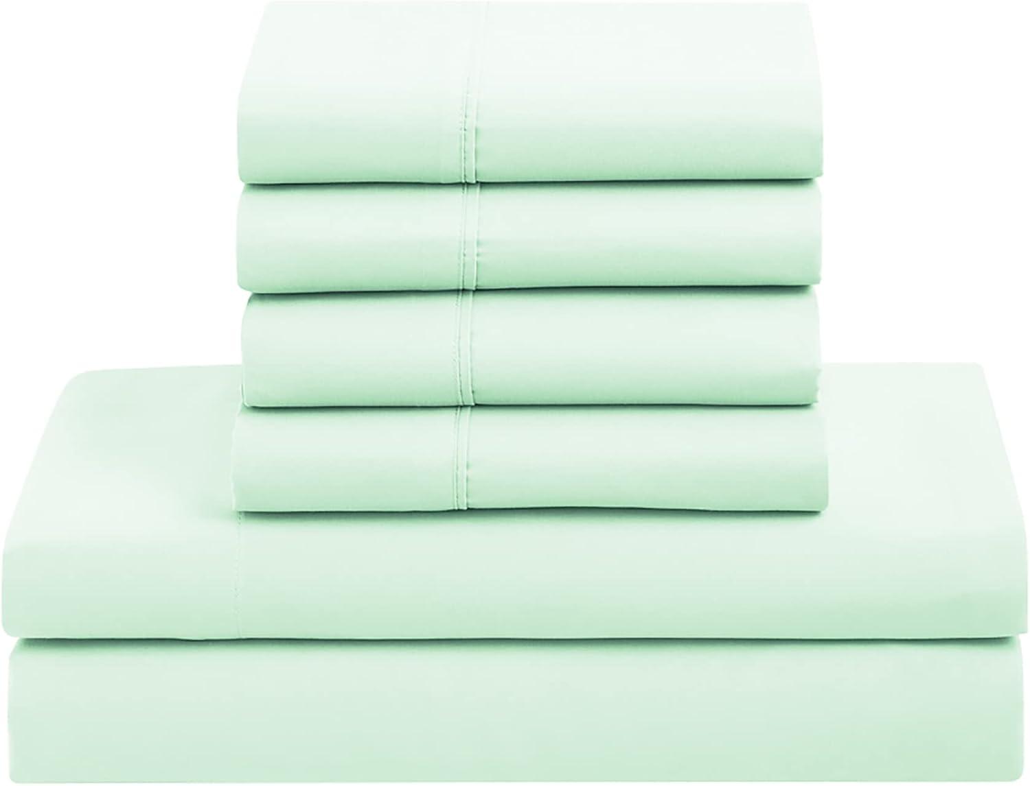 Bed-in-A-Bag Solid Color Comforter & Sheet Set Soft All Season Bedding, Twin, Mint