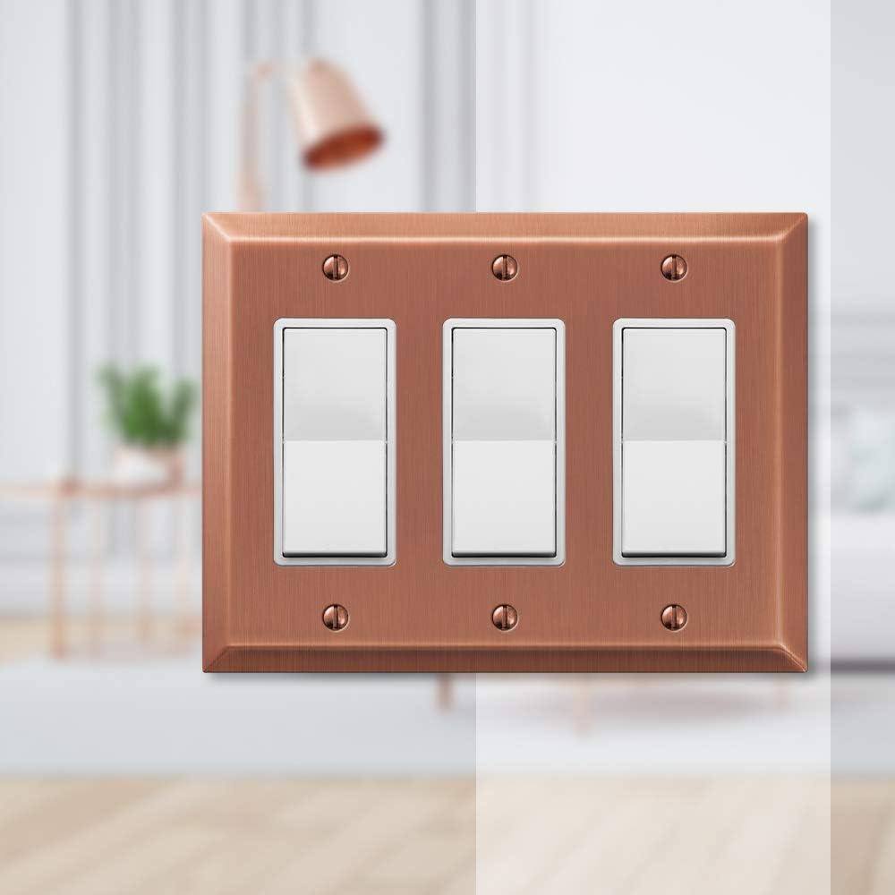 Amerelle 163RRRAC Century Wallplate, 3 Rocker, Steel, Antique Copper, 1-Pack