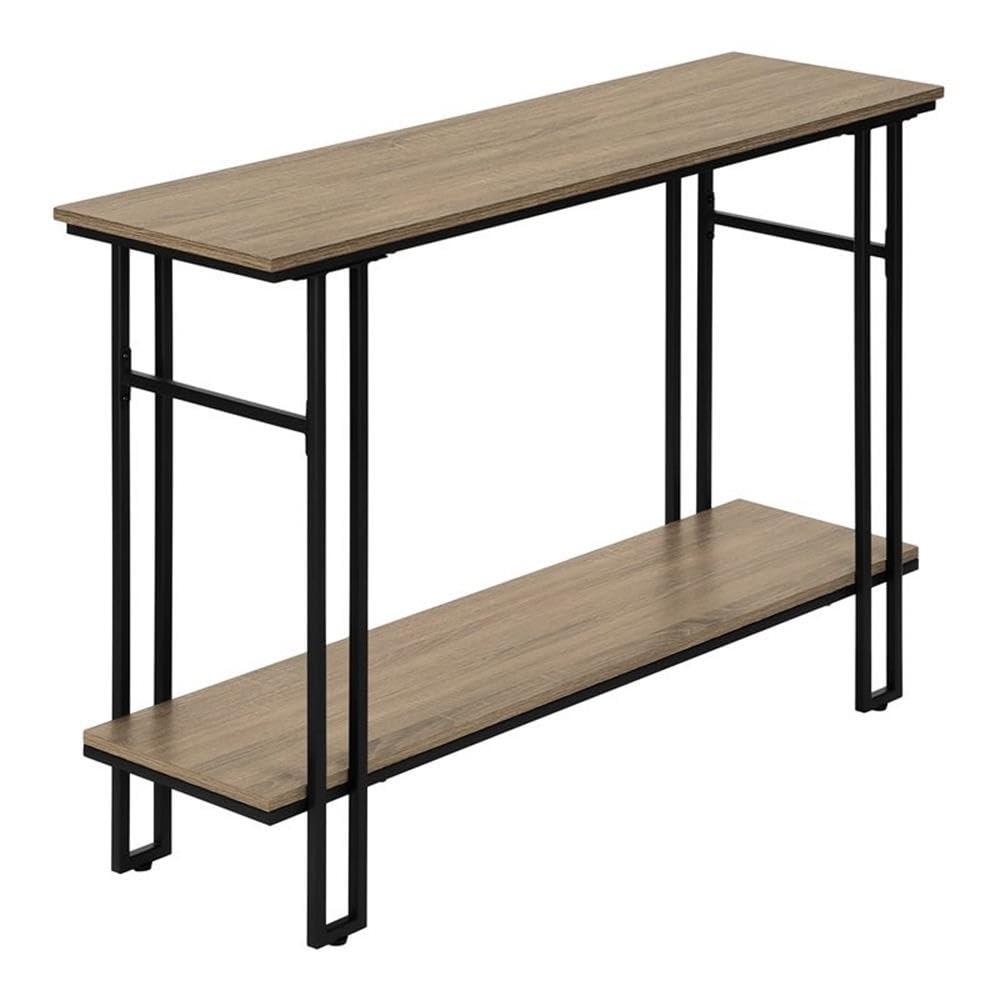 Monarch Specialties Accent Table Console Entryway Narrow Sofa Living Room Bedroom Brown Laminate Black Metal Contemporary Modern