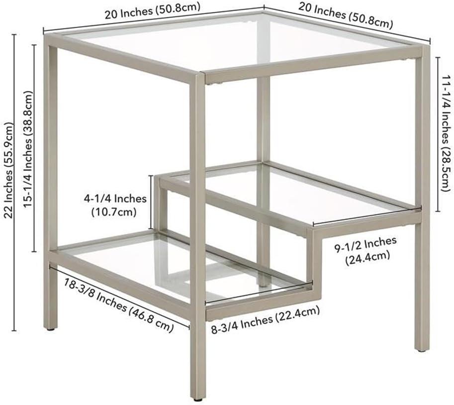 Evelyn&Zoe Lovett 20" Wide Square Side Table, Satin Nickel