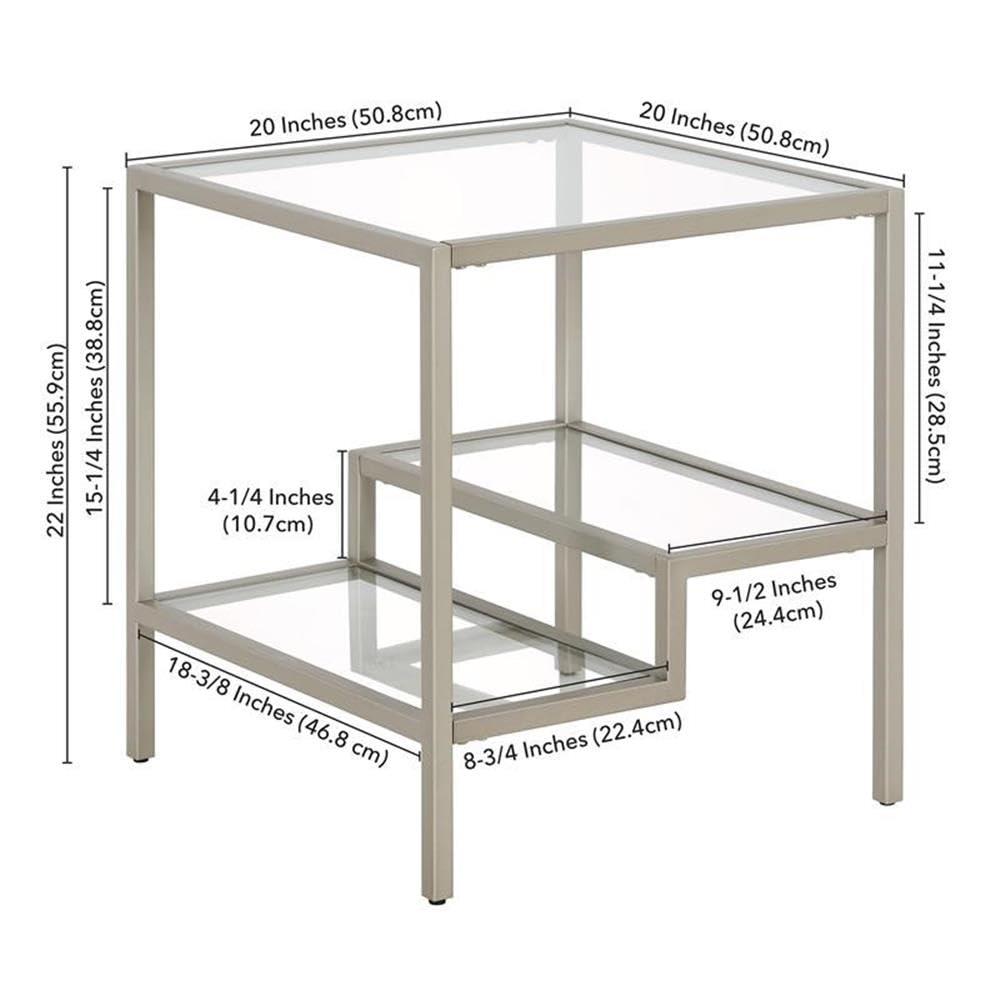 Evelyn&Zoe Lovett 20" Wide Square Side Table, Satin Nickel
