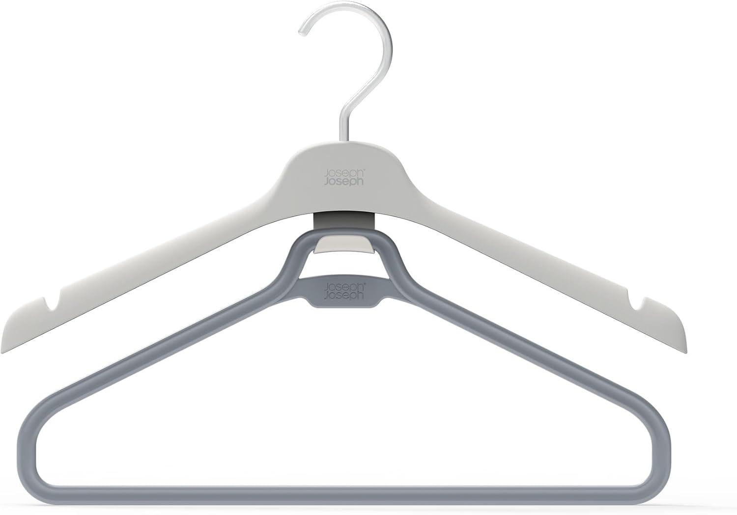Joseph Joseph Orderly Set of 2 Long Garment Hangers, 2-Part Clothes Hanger for Dresses and Jumpsuits with Integrated Strap Hooks