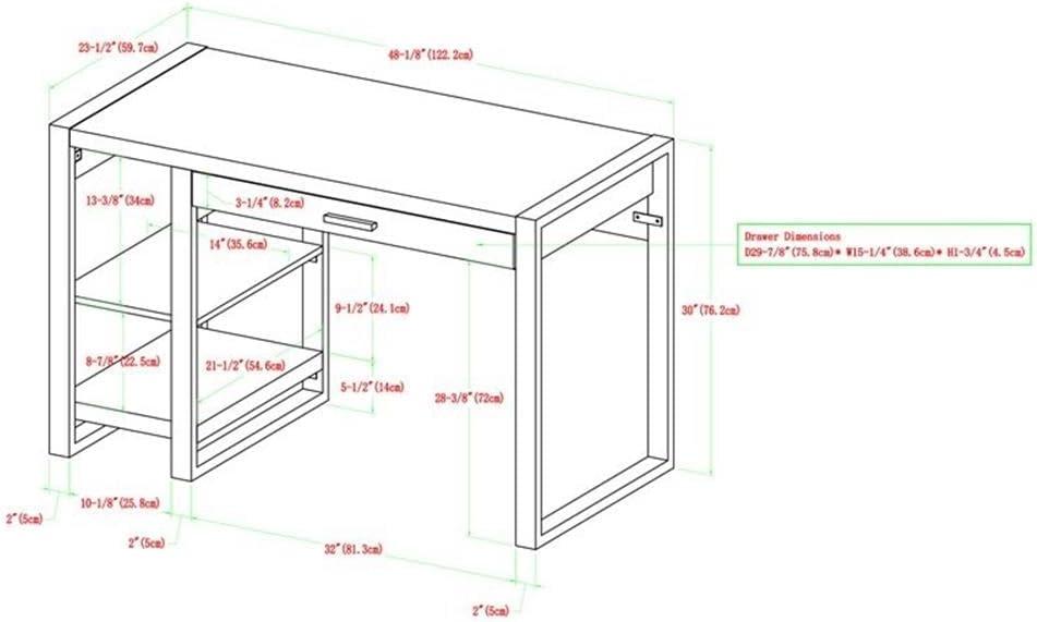 48" Wood Computer Desk with USB Port and AC Plug-in Unit in Dark Walnut