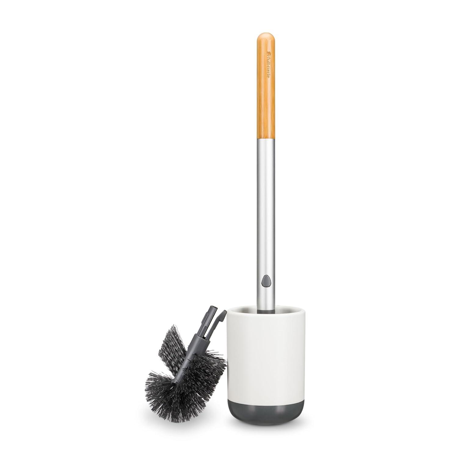 Full Circle Scrub Queen Toilet Brush with Replaceable Head - Ceramic Base with Dry Earth Absorbent Disk