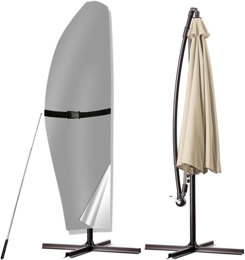 Umbrella Cover, 420D Waterproof Outdoor Patio Umbrella Cover For 8Ft To 12Ft Cantilever Offset Umbrella, Black