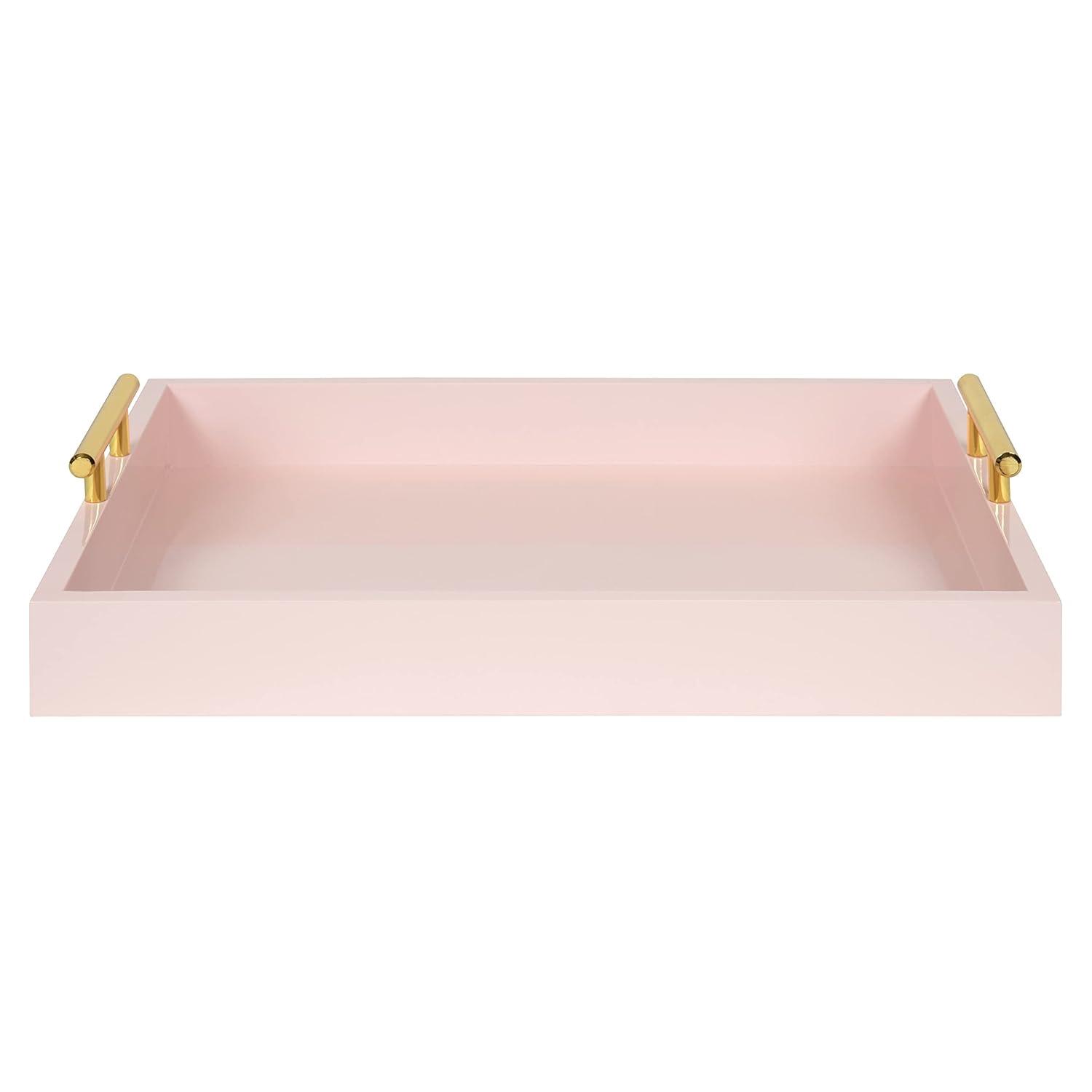 Kate and Laurel Lipton Tray, 16.5x12.25, Pink and Gold