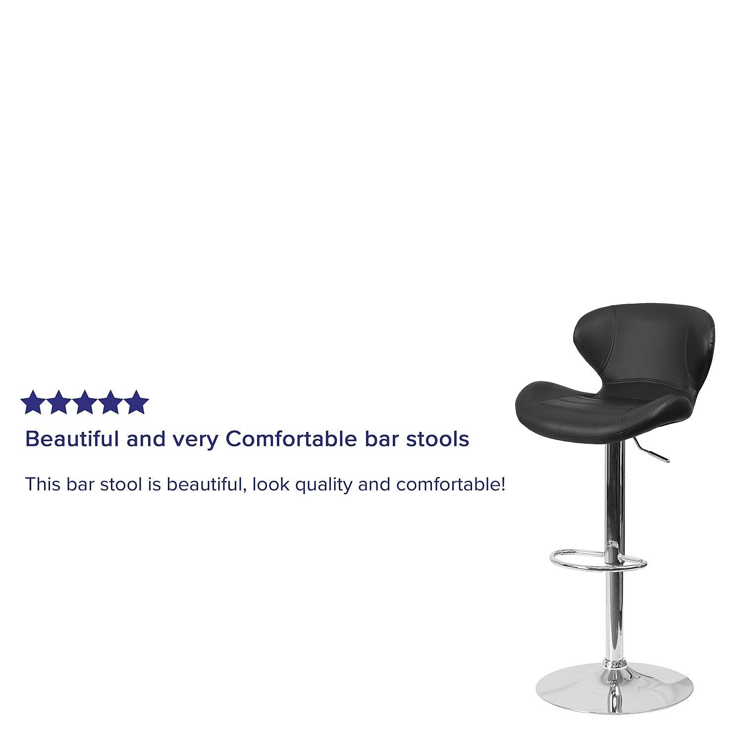 Flash Furniture Contemporary Orange Vinyl Adjustable Height Barstool with Curved Back and Chrome Base
