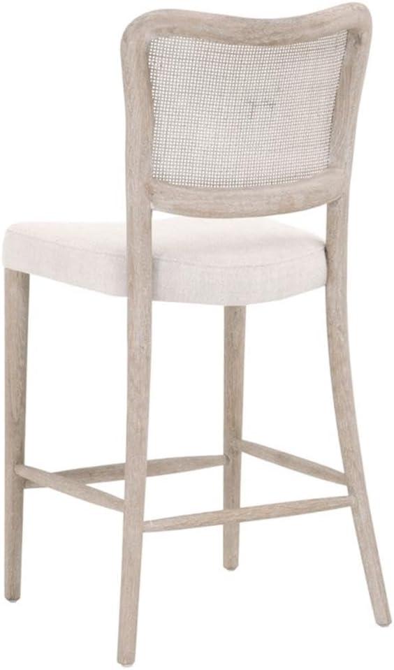 Bisque Gray Oak and Cane Counter Stool