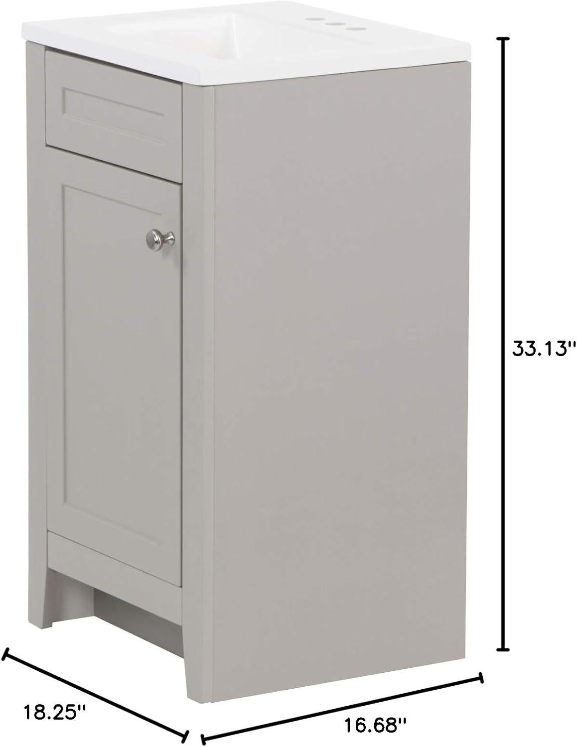 Gray Shaker Style Freestanding Bathroom Vanity with White Sink