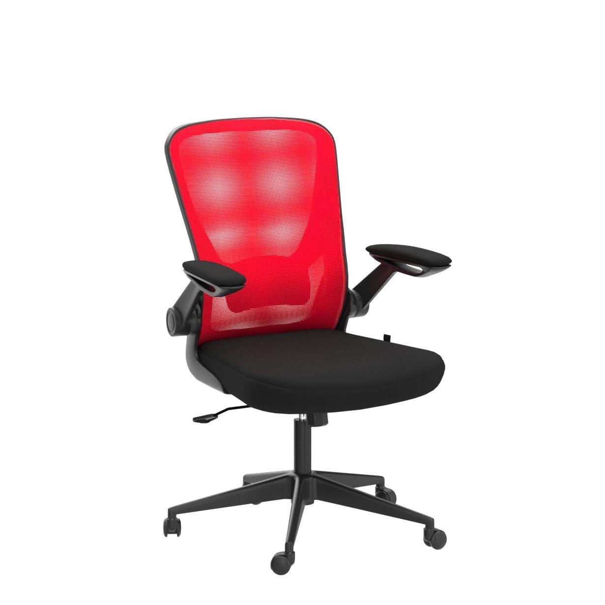 Office Chair Desk Computer Chair with Lumbar Support Flip-up Arms Swivel Rolling Executive Task Mesh Adjustable Ergonomic for Adults(White)