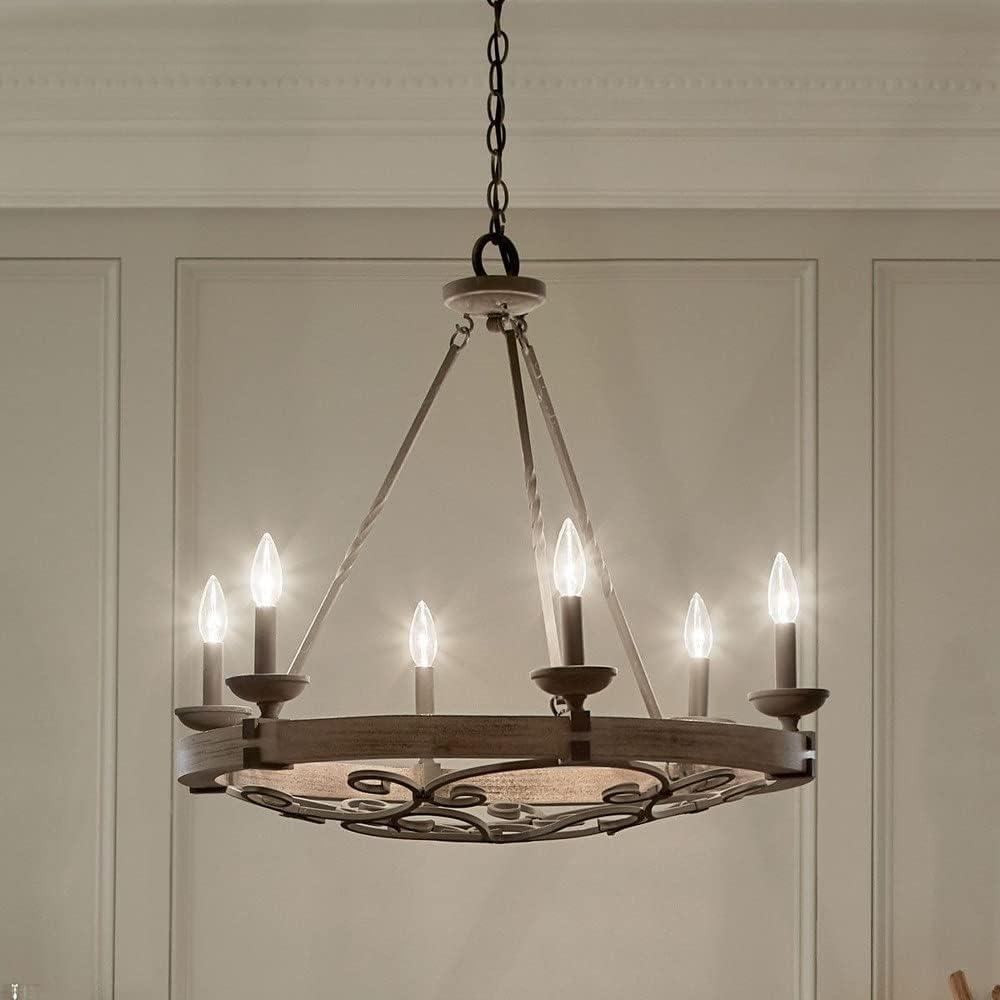 Taulbee 6 - Light Dimmable Wagon Wheel Chandelier