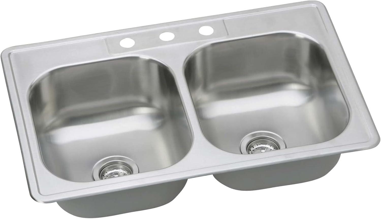 22'' L Drop-In Double Bowl Stainless Steel Kitchen Sink