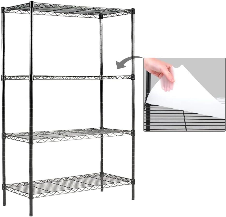 Adjustable Black Metal 4-Shelf Unit with Liners