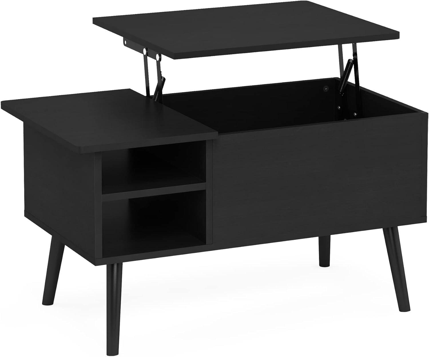 Furinno 35.2" Lift Top Coffee Table Multifunctional Accent Table w/Hidden Compartment and Side Open Storage Shelf Living Room Furniture,Americano