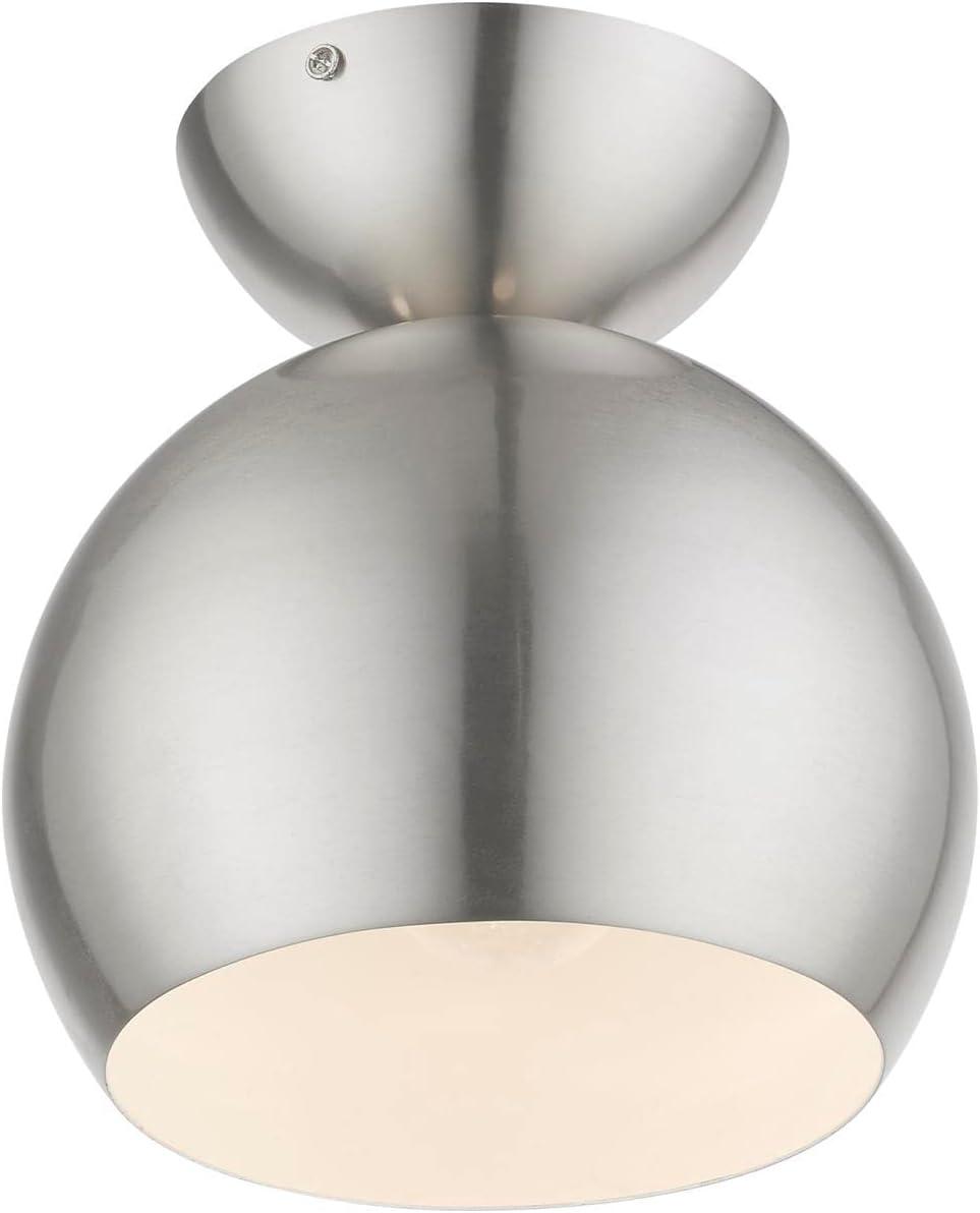 Livex Lighting Stockton 1 - Light Semi-Flush Mount in  Brushed Nickel/Polished Chrome