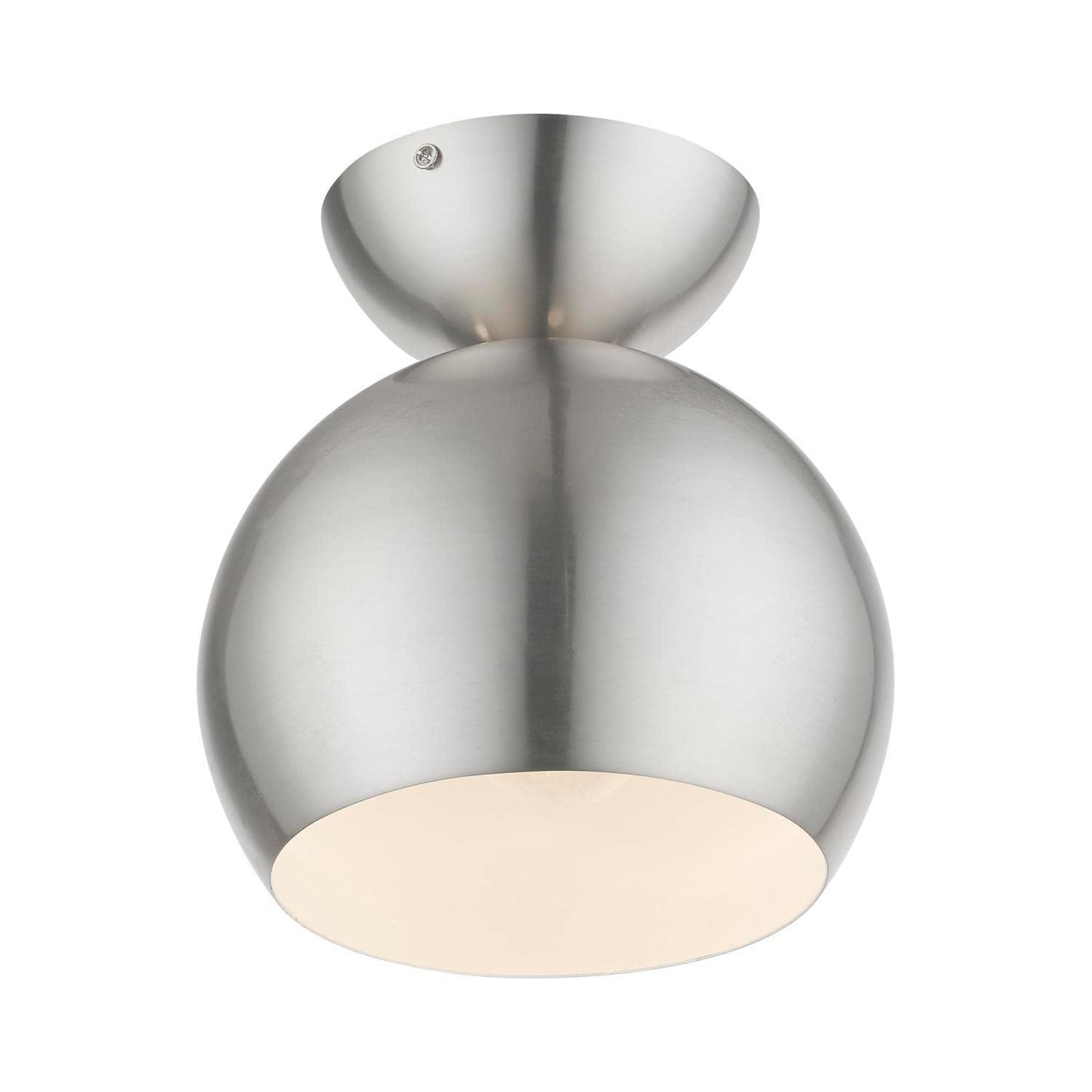 Livex Lighting Stockton 1 - Light Semi-Flush Mount in  Brushed Nickel/Polished Chrome