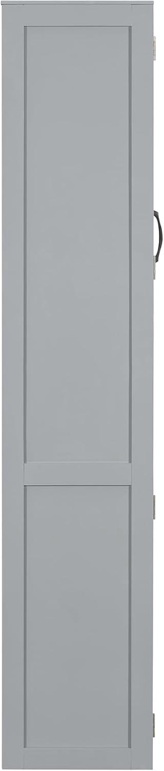 P PURLOVE Murphy Bed Full, Wood Wall Bed with Shelves, Wardrobe and LED Lights, No Box Spring Needed (Gray)