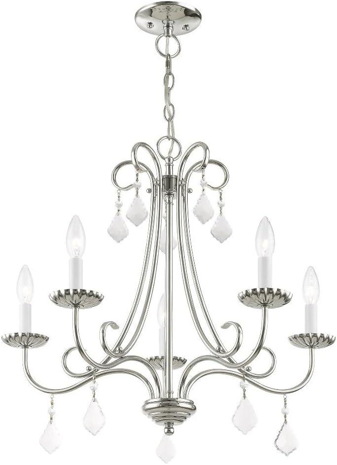 Livex Lighting 40875-05 Transitional Five Light Chandelier from Daphne Collection Finish, Polished Chrome, 22.25