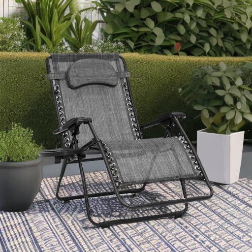 Best Choice Products Oversized Zero Gravity Chair, Folding Outdoor Patio Recliner w/ Cup Holder - Gray
