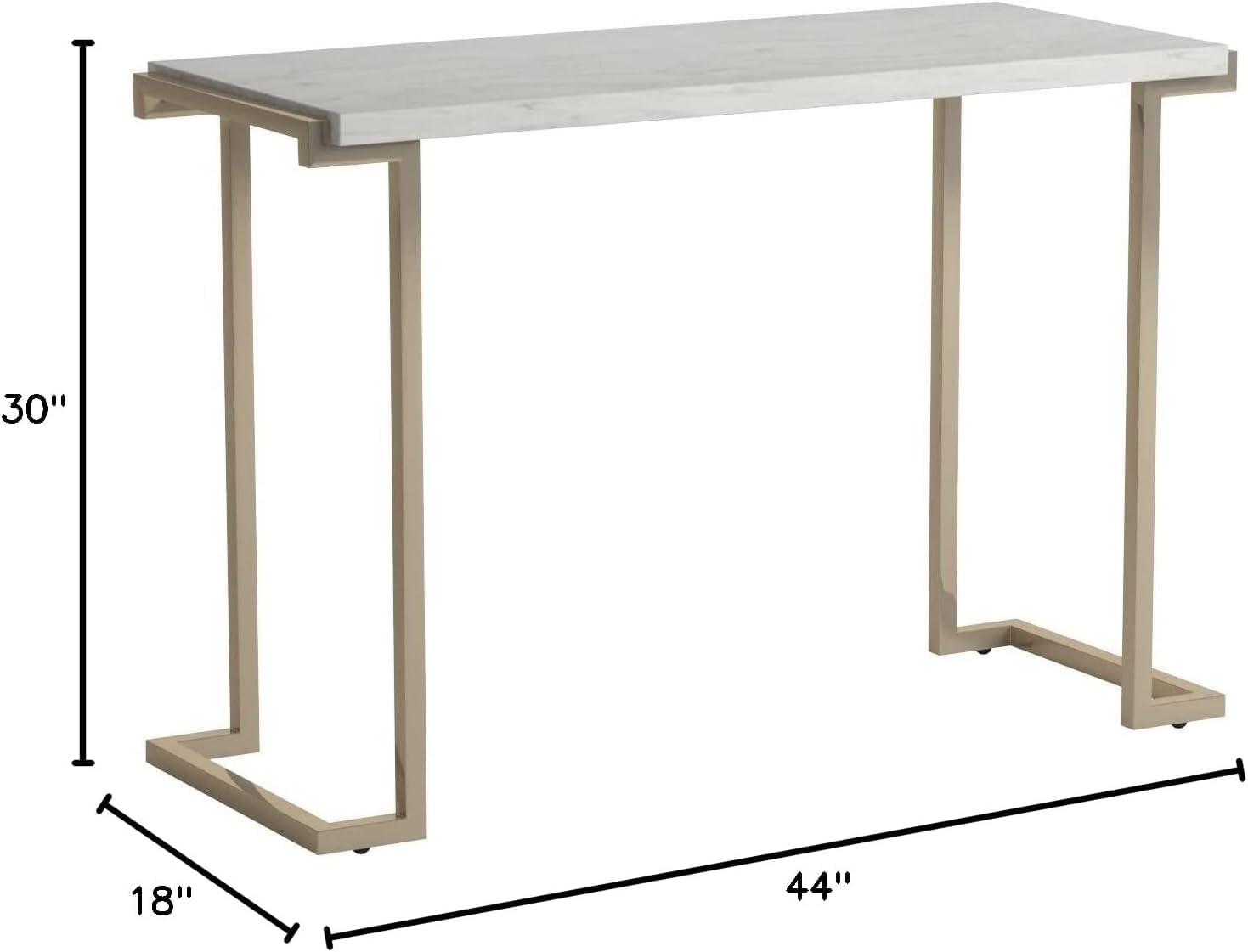 ACME Boice II Rectangular Faux Marble Top Console Table in Champagne Beige